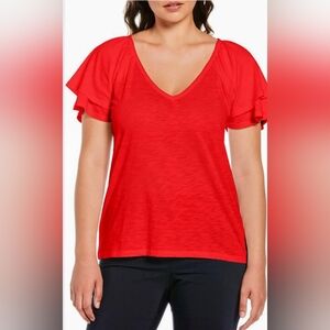 NWT Rafaella True Red short sleeve top, medium